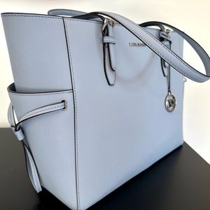 Michael Kors Large Gilly Tote Jet Set Drawstring Top Zip  Pale Blue